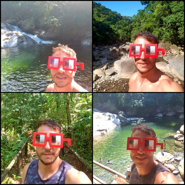 Waterfall Hunters in Pixel Glasses
